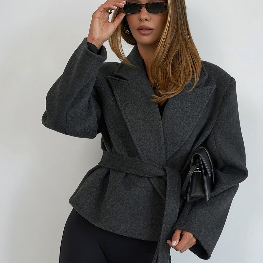 Wool Coat Peacoat - Women Elegant Temperament Short Blazer Coat