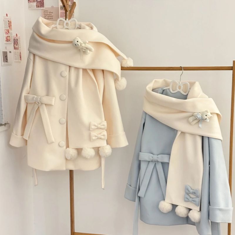 Wool Coat Peacoat - Autumn Winter Japanese Preppy Style Woolen
