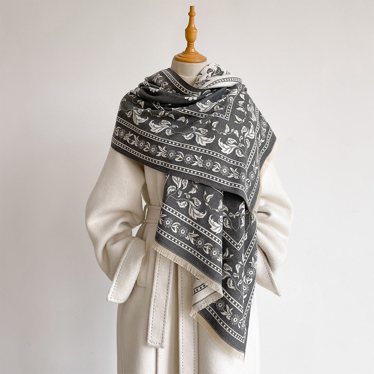 Wool Scarf Men - Women Faux Cashmere Double Sided Scarf