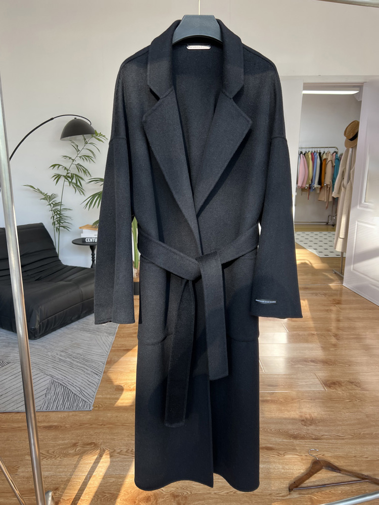 Wool Coat Peacoat - High-end Bathrobe Double-sided Wool Cashmere Coat