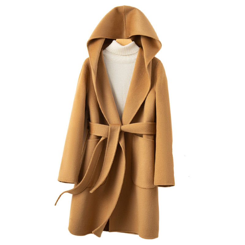 Wool Coat Peacoat - Women Double-sided Middle Long Length Woolen