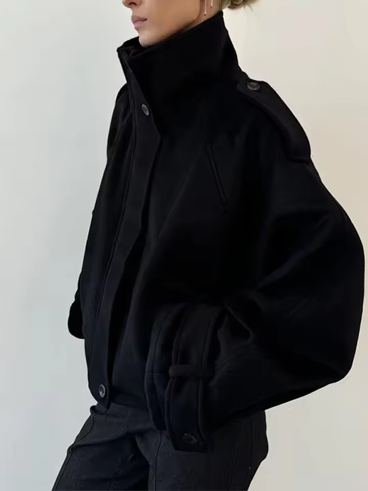Vintage Loose Stand Collar  Co - огляд і ціна Wool Coat Peacoat