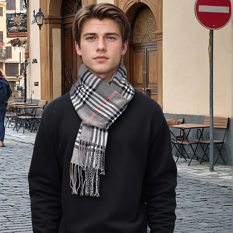 New Design Plaid Cashmere Scar - огляд і ціна Wool Scarf Men