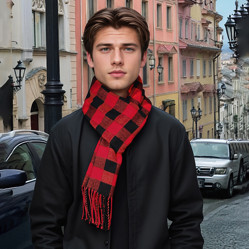 New Design Plaid Cashmere Scar - огляд і ціна Wool Scarf Men