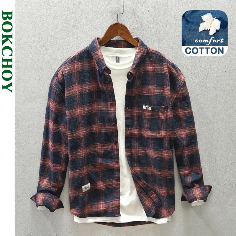 Spring and Autumn New Men 100% - огляд і ціна Flannel Shirt Lined