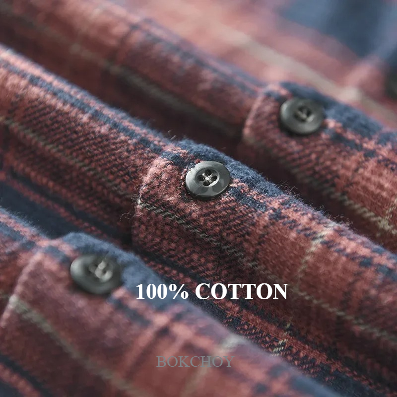 Spring and Autumn New Men 100% - огляд і ціна Flannel Shirt Lined