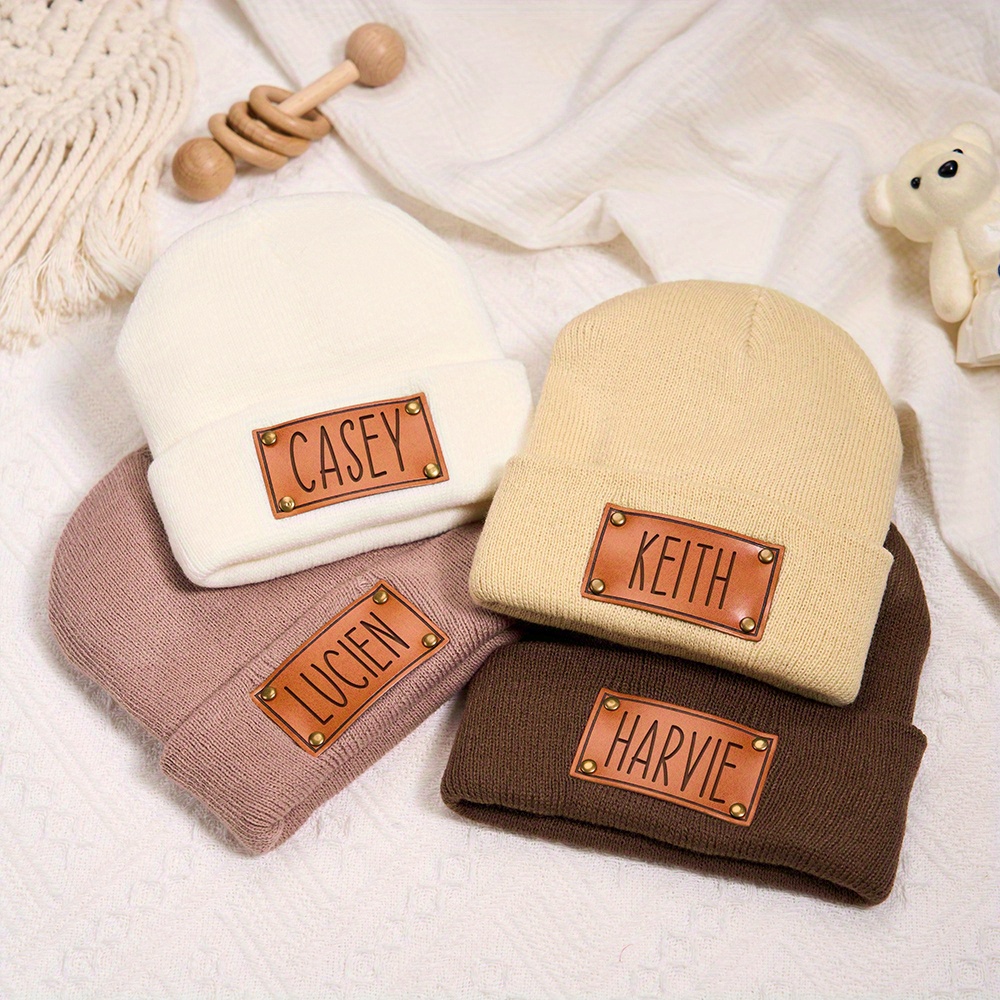 Custom Leather Patch Beanie Cu - огляд і ціна Knit Beanie Hat Warm