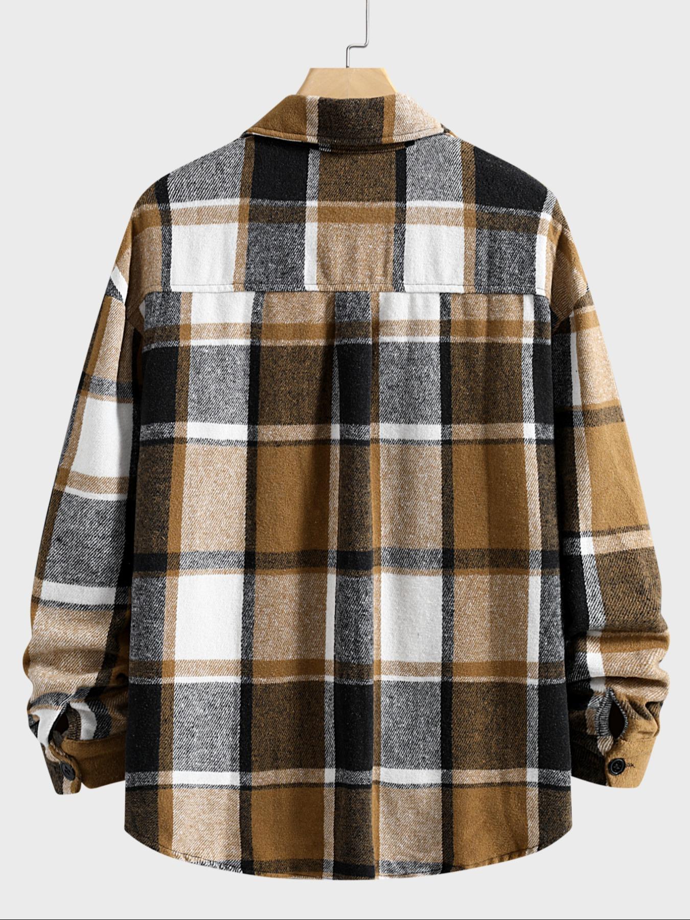 Retro Plaid Shirt Men Casual E - огляд і ціна Flannel Shirt Lined