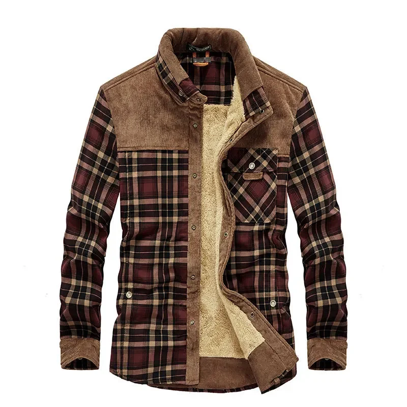 Men Plaid Shirts Winter Jacket - огляд і ціна Flannel Shirt Lined